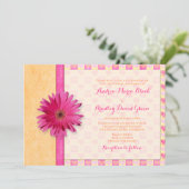 Faire-part de mariage rose orange Gerbera Daisy (Debout devant)