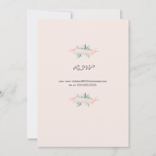 Faire-part de mariage rose pâle (Dos)