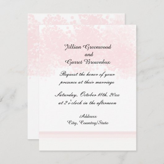 Faire-part de mariage rose pâle (Devant / Derrière)