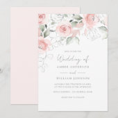 Faire-part de mariage rose pâle Bloom Soft Blush (Devant / Derrière)
