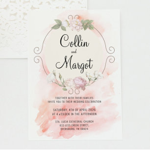 Faire-part de mariage Rose Pâle Couronne