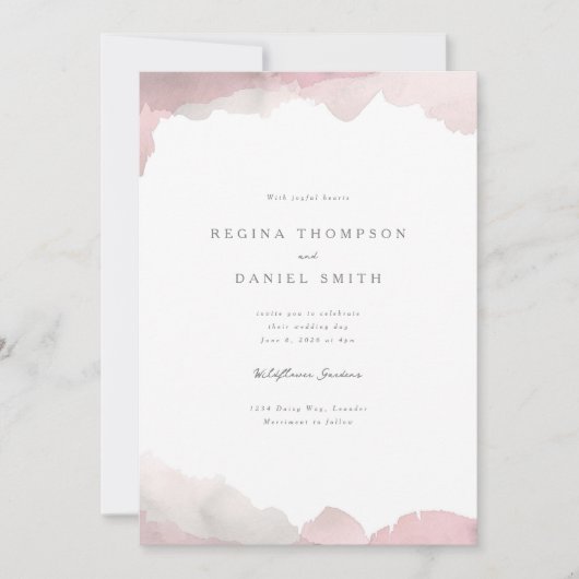 Faire-part de mariage rose pâle de Debonair (Devant)