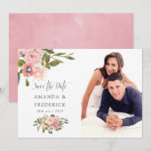 Faire-part de mariage Rose Pâle et Or Rose à Enreg (Devant / Derrière)