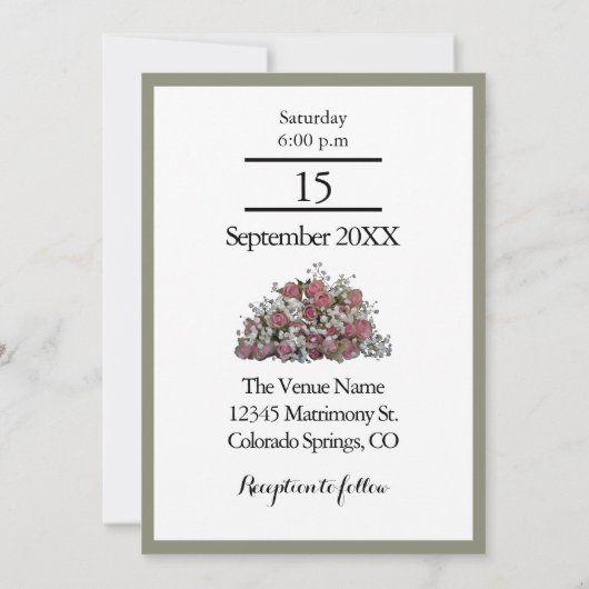 Faire-part de mariage rose pâle et vert pâle (Dos)