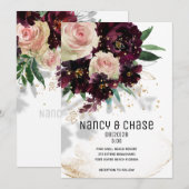 Faire-part de mariage Rose Pâle Étincelant & Borde (Devant / Derrière)