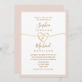 Faire-part de mariage rose pâle minimal (Devant / Derrière)