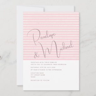 Faire-part de mariage rose pâle simple