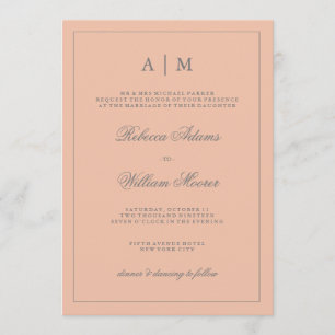Faire-part de mariage rose pâle simple et élégant