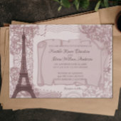 Faire-part de mariage rose parisien