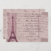 Faire-part de mariage rose parisien (Devant / Derrière)