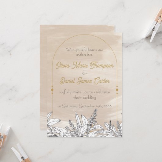 Faire-part de mariage rose pastel (Devant/Arrière en situation)