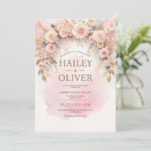 Faire-part de mariage Rose Pastel Watercolor (Debout devant)