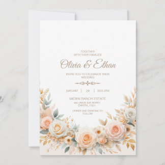 Faire-part de mariage Rose Pastel Watercolor