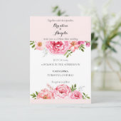 Faire-part de mariage rose personnalisable avec fl (Debout devant)