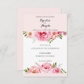 Faire-part de mariage rose personnalisable avec fl (Devant / Derrière)