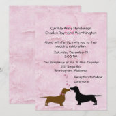 Faire-part de mariage rose personnalisé Dachshunds (Devant / Derrière)