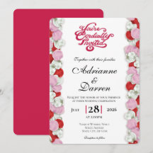 Faire-part de mariage Rose Petal 4 avec Lettres Ro