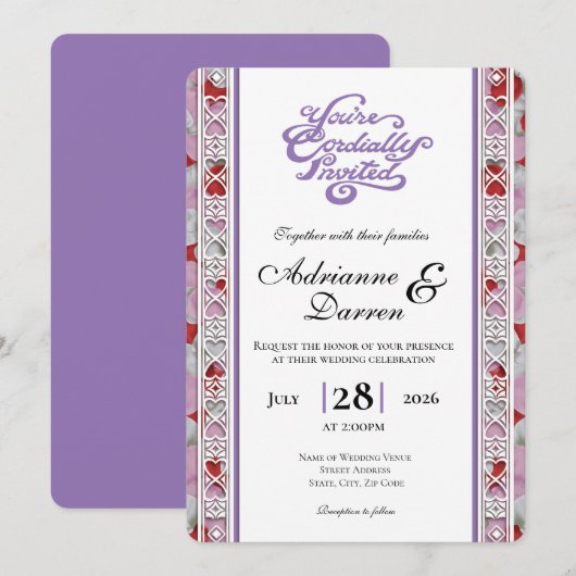 Faire-part de mariage Rose Petal Wedding Invite 2 (Devant / Derrière)