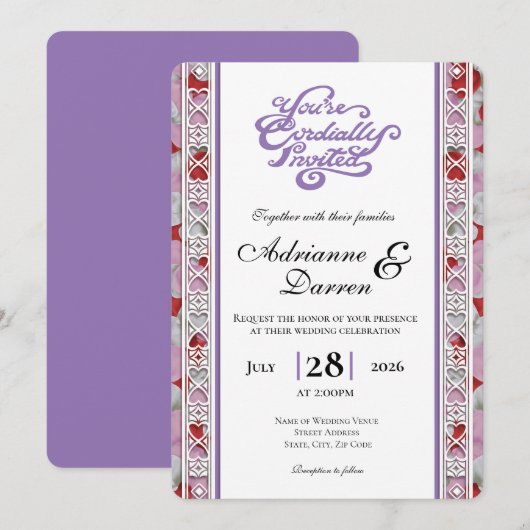 Faire-part de mariage Rose Petal Wedding Invite 2 (Devant / Derrière)