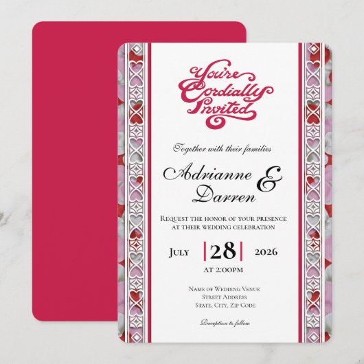 Faire-part de mariage Rose Petal Wedding Invite 2 (Devant / Derrière)