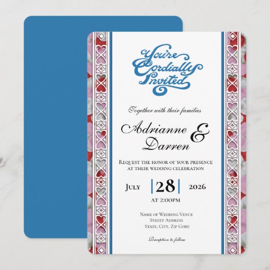 Faire-part de mariage Rose Petal Wedding Invite 2 (Devant / Derrière)