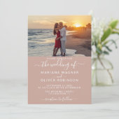 Faire-part de mariage rose photo (Debout devant)