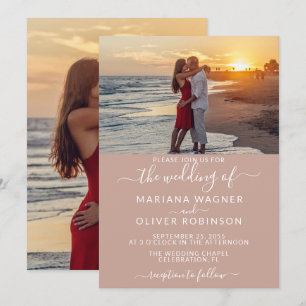 Faire-part de mariage rose photo