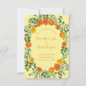 Faire-part de mariage Rose Pivoine Orange et Jaune (Devant)