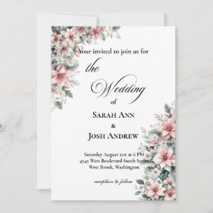 Faire-part de mariage rose Poinsettia