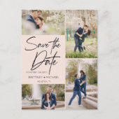 Faire-part de mariage rose poudré en lettres manus (Devant)