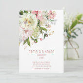 Faire-part de mariage rose poudré et blanc scintil (Debout devant)