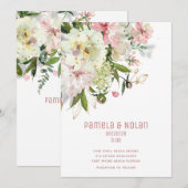 Faire-part de mariage rose poudré et blanc scintil (Devant / Derrière)