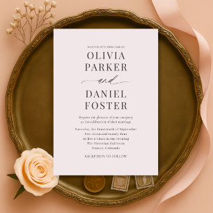 Faire-part de mariage rose poudré minimaliste