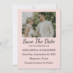 Faire-part de mariage rose poudré moderne