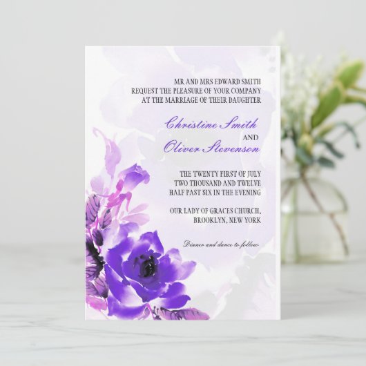 Faire-part de mariage Rose pourpre (Debout devant)