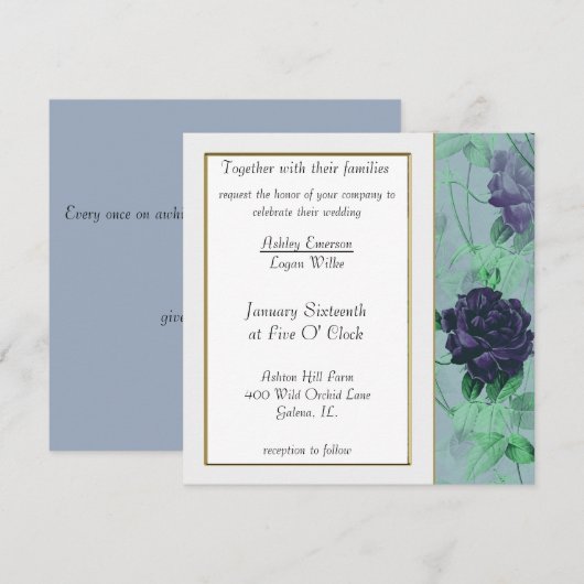 Faire-part de mariage Rose pourpre (Devant / Derrière)