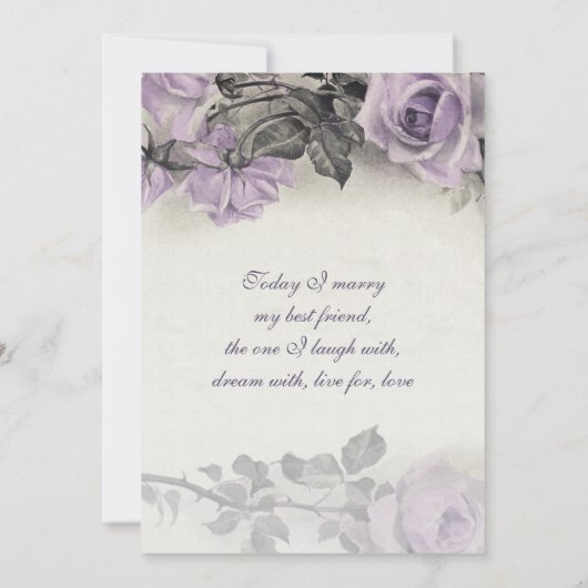 Faire-part de mariage Rose pourpre en argent stéri (Dos)