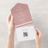 Faire-part de mariage Rose Poussiéreux QR Code (Déchirure)