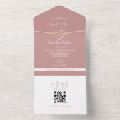 Faire-part de mariage Rose Poussiéreux QR Code (À l'intérieur)