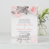 Faire-part de mariage rose Primrose vintage (Debout devant)