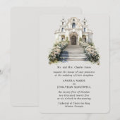 Faire-part de mariage Rose Romantique (Devant / Derrière)
