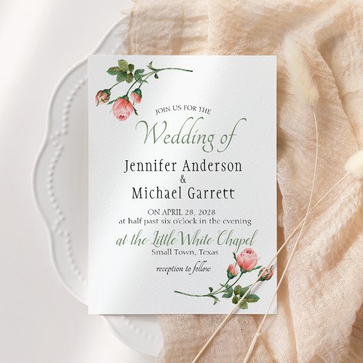 Faire-part de mariage Rose rose blushing