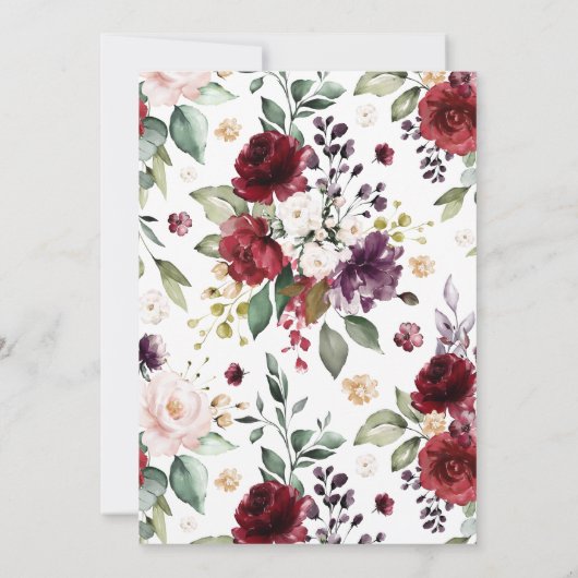 Faire-part de mariage Rose rose et bordeaux (Dos)