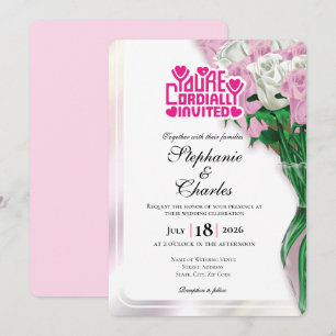 Faire-part de mariage Rose rose - Lettre rose 4