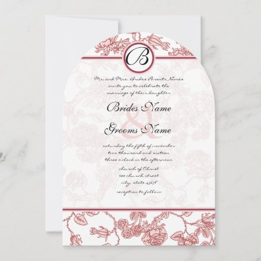 Faire-part de mariage Rose roses et bordeaux (Devant)