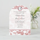 Faire-part de mariage Rose roses et bordeaux (Debout devant)