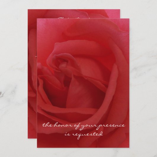 Faire-part de mariage Rose rouge (Devant / Derrière)