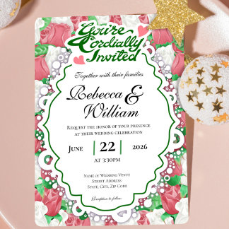 Faire-Part de Mariage Rose Rouge & Blanche - Lettr