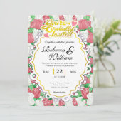 Faire-part de mariage Rose rouge et blanche - Lett (Debout devant)