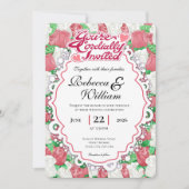 Faire-part de mariage Rose rouge et blanche - Lett (Devant)